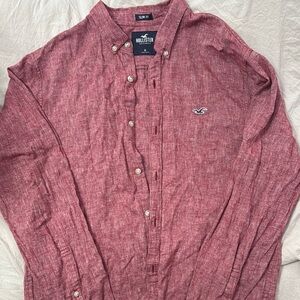 Hollister Men's Casual Red Button Down Shirt
